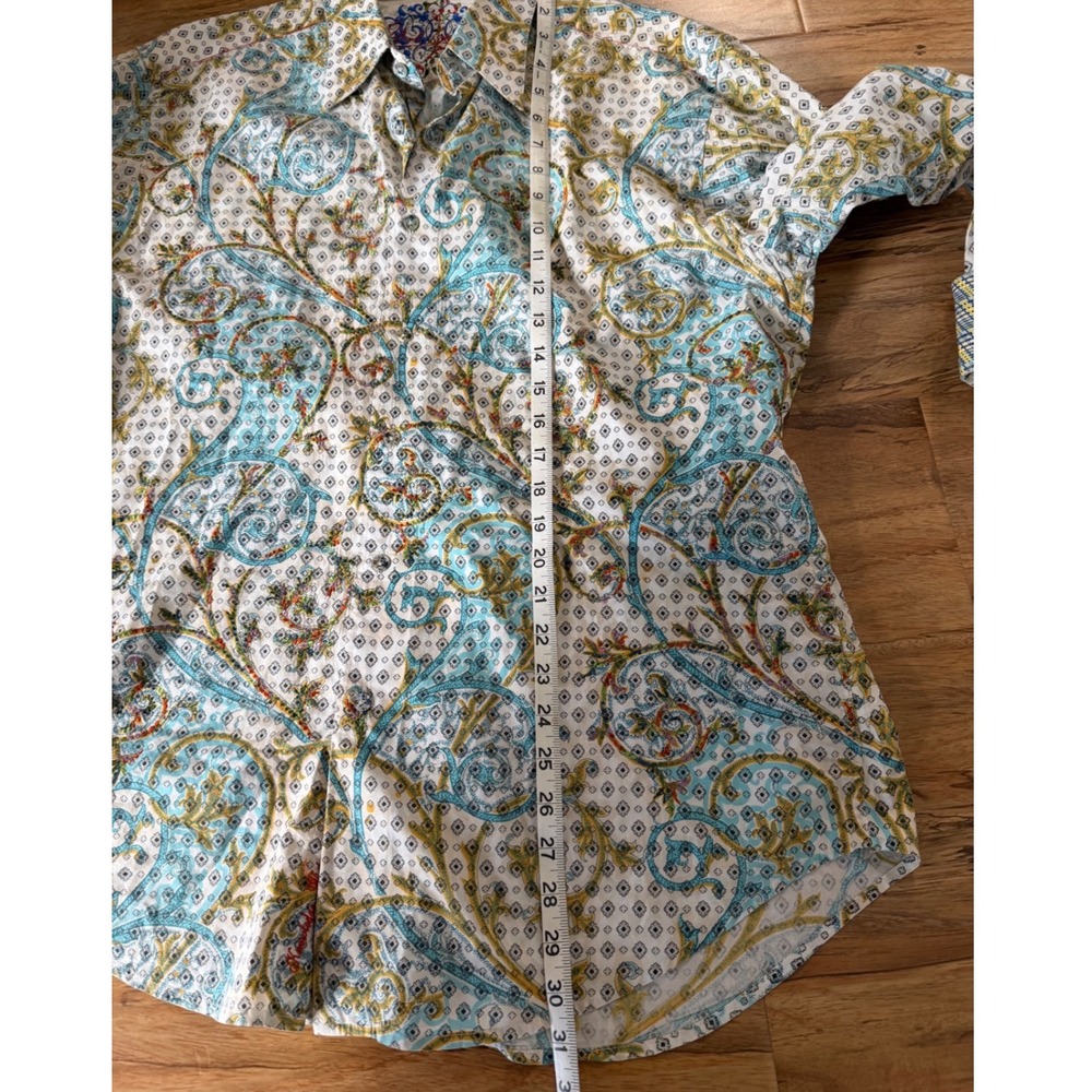 Robert Graham Mens L Large Premium Embroidered Paisley Cotton Shirt Silk Trim - Picture 9 of 10